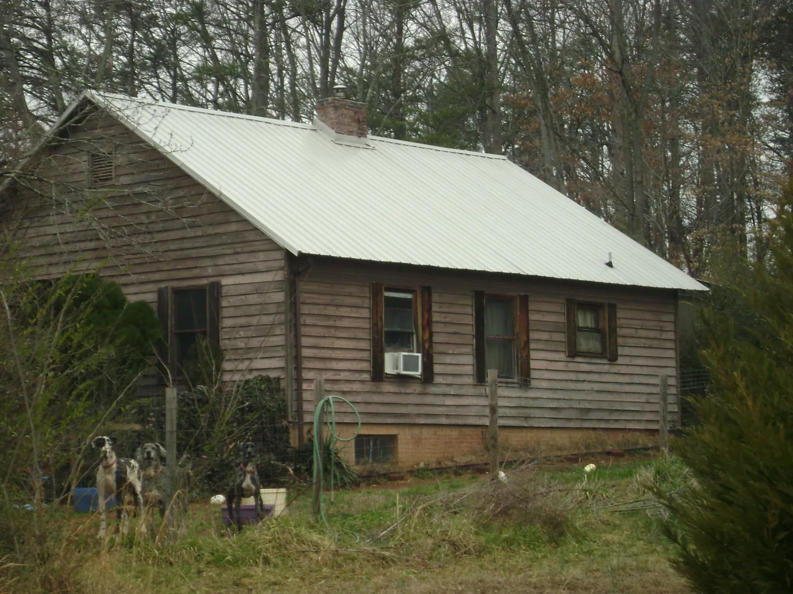 White metal roof on an old wood sided farmhouse, from a Metal Roof Installation job in Saint James